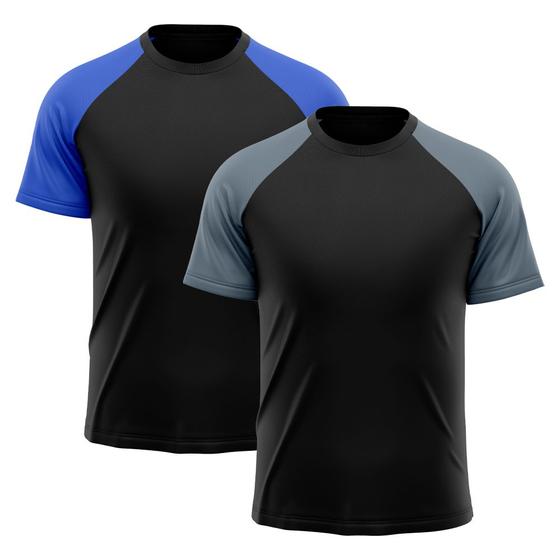 Imagem de Kit 2 Camisetas Masculina Raglan Dry Fit Proteção Solar UV