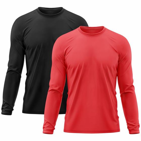 Imagem de Kit 2 Camisetas Masculina Térmica Proteção Solar UV  50/  Academia Praia Esporte Dry Manga Longa