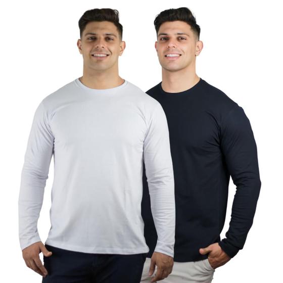 Imagem de Kit 2 Camisetas Masculinas Manga Longa Slim Algodão 30.1 TRV