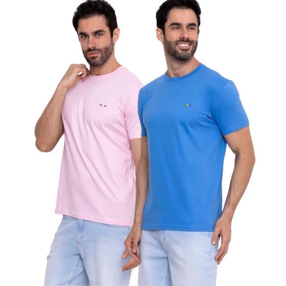 Imagem de Kit 2 camisetas Premium Rosa e Azul Royal