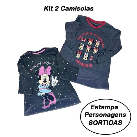 Imagem de Kit 2 Camisolas Manga Longa Infantil Estampada Minnie