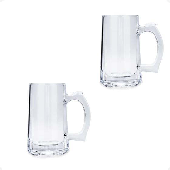 Imagem de Kit 2 Caneca 380 Ml de Vidro Temperado Com Alça para Chopp