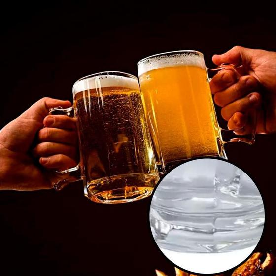 Imagem de Kit 2 Caneca Chopp 380ml Copo Cerveja Transparente Bar Restaurante Zero Grau Decoração Grosso