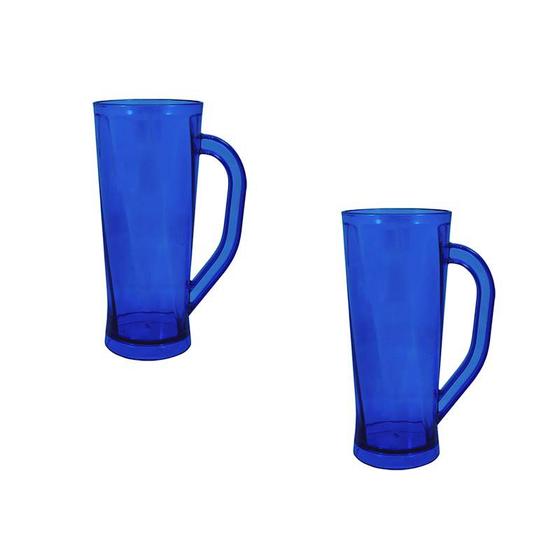 Imagem de Kit 2 Caneca Chopp Cristal Azul 430Ml Plástico