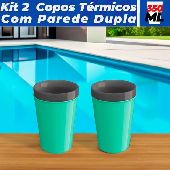 Imagem de Kit 2 Caneca Copo Térmico 350ml Plástico Unitermi Cerveja Café