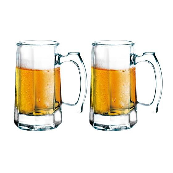 Imagem de Kit 2 Caneca De Vidro Chopp Cerveja Bebida Design Robusto 370ml Clássico Bar Restaurante