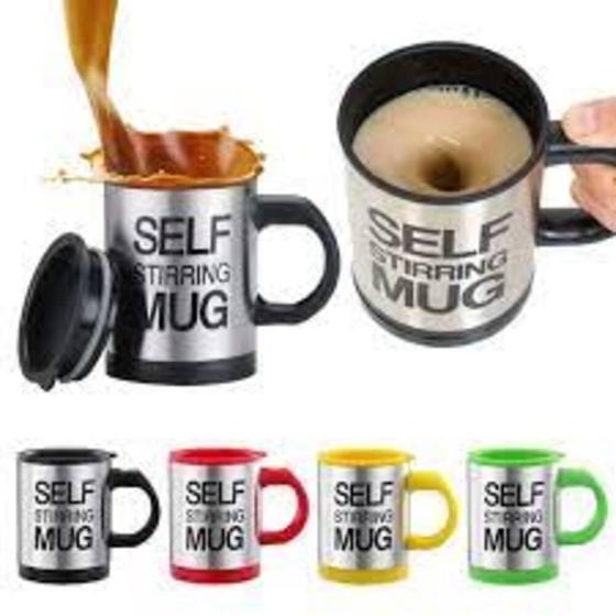 Imagem de kit 2 Caneca Mixer Automática Mistura Fácil Café Chá Chocolate Shake Suco Leite 400ml com pilha AAA