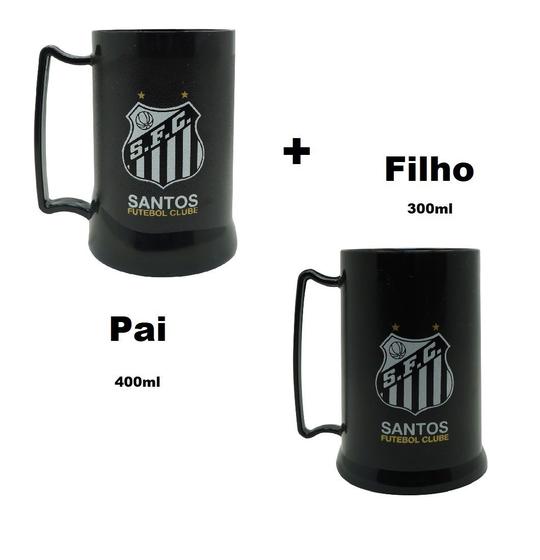 Imagem de Kit 2 Caneca Oficial com Gel Congelante Preto Pai e Filho Santos