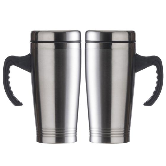 Imagem de Kit 2 Caneca Termica Com Tampa Aço Inox 500Ml