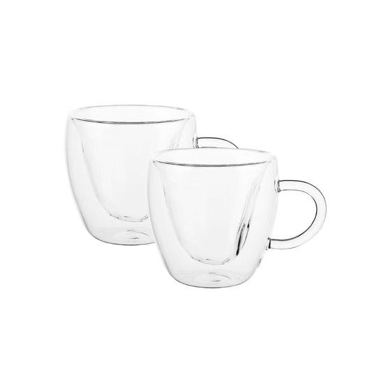 Imagem de Kit 2 Caneca Xícara Vidro Parede Dupla Cappuccino Café 180ml