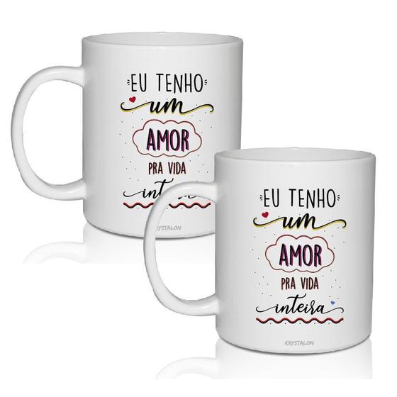 Imagem de Kit 2 Canecas Acrílico Eu Tenho Um Amor - Dia Dos Namorados