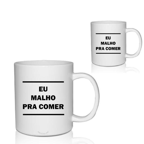 Imagem de Kit 2 Canecas Branca Personalizadas Memes Eu Malho Pra Comer