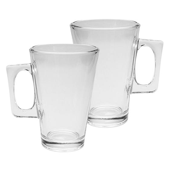 Imagem de Kit 2 Canecas Cappuccino Com Alça Vidro Resistente Servir Café Leite Chocolate Expresso 225ml