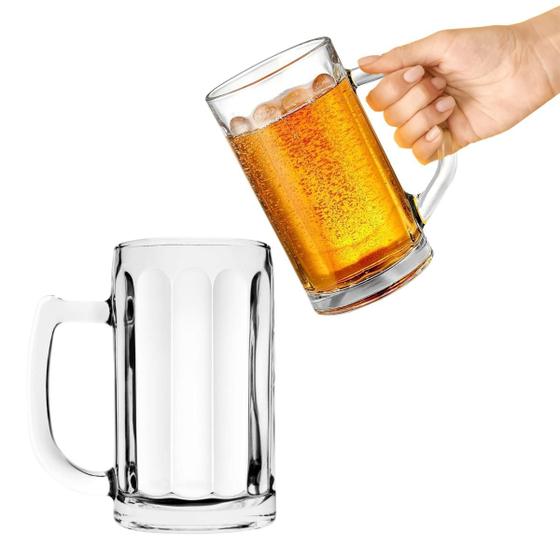 Imagem de Kit 2 Canecas Chopp Cerveja Vidro Grosso Transparente  380 Ml