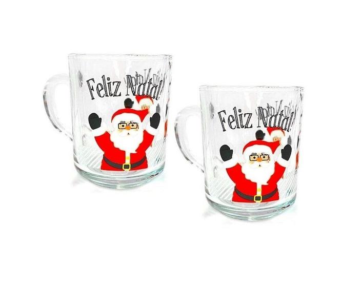 Imagem de Kit 2 Canecas de Natal em Vidro Feliz Natal 245ml