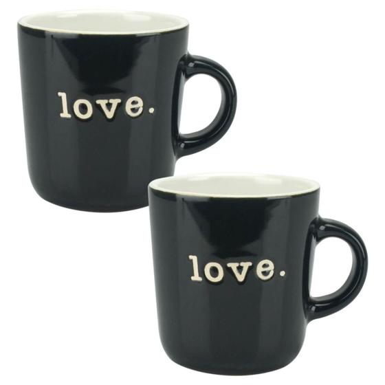 Imagem de Kit 2 Canecas De Porcelana Love Preto 170Ml Lyor