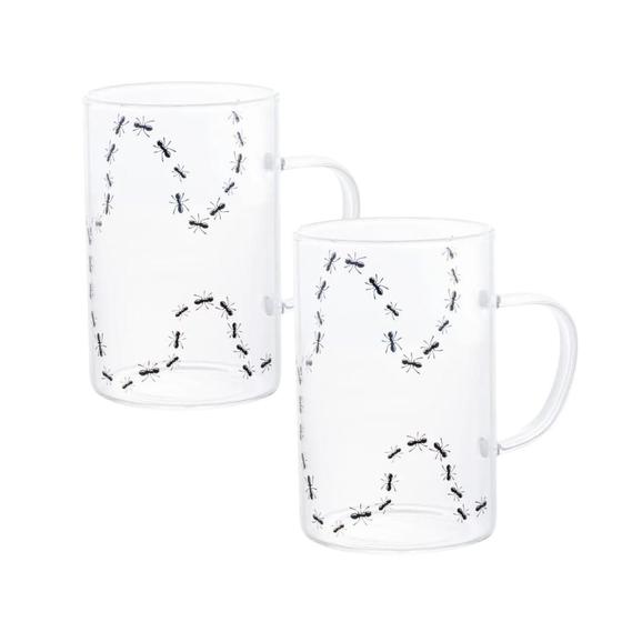 Imagem de Kit 2 Canecas De Vidro Borossilicato Resistente ao Calor Bug 280ml - Lyor 2950