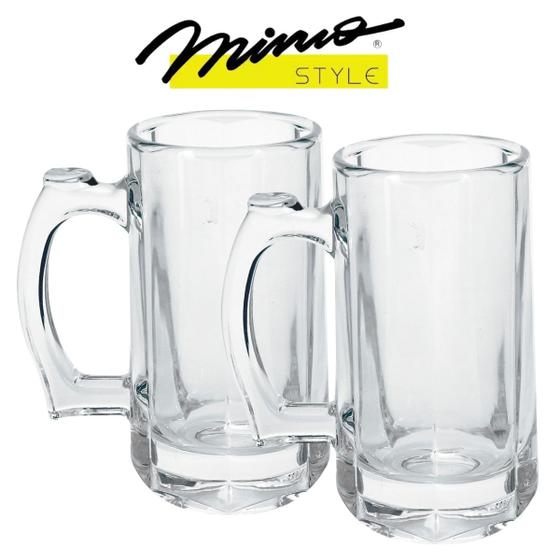 Imagem de Kit 2 Canecas de Vidro Chopp 380ml com Alça Reforçada Mimo Style