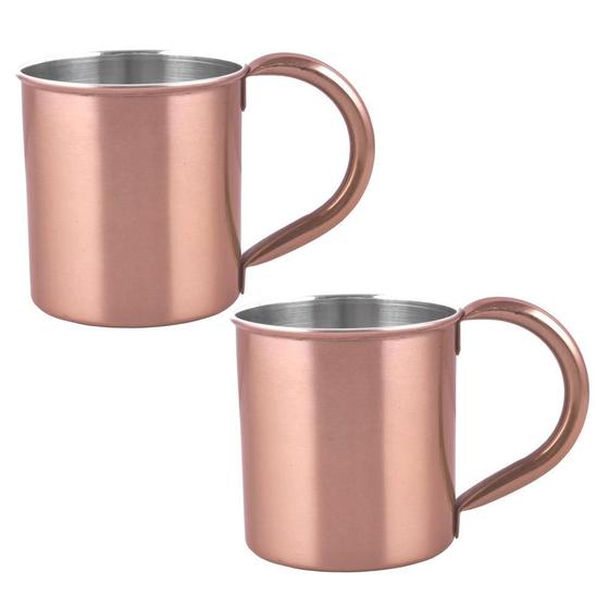 Imagem de Kit 2 Canecas Lisa Moscow Mule Inox Rose Bronze Drink 250Ml