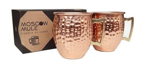 Imagem de Kit 2 Canecas Moscow Mule Em Cobre Puro 500 Ml Marteladas Im