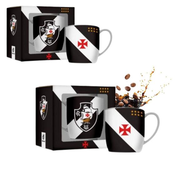 Imagem de Kit 2 Canecas Xicara Porcelana Urban 300Ml Café Vasco Preto