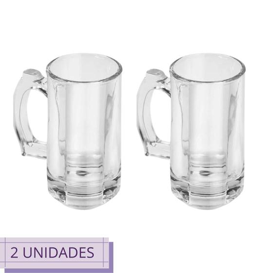 Imagem de Kit 2 Canecas Zero Grau 380ml Cerveja Chopp Vidro Resistente