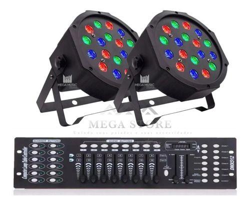 Imagem de Kit 2 Canhao De Led 18 Leds 1w Rgb Dmx Iluminacao + Mesa DMX