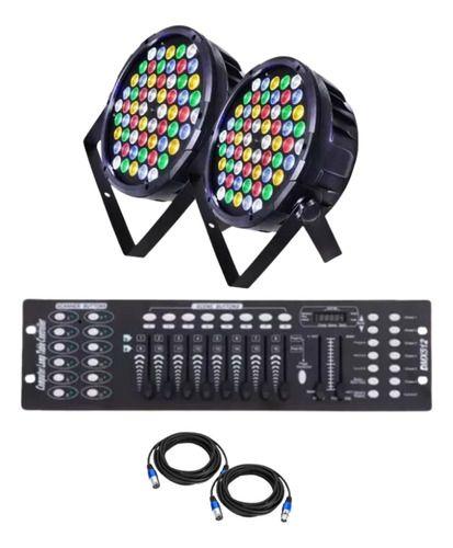 Kit 2 Canhão Refletor Rgbwa 60 Led 3w + Mesa Dmx C/cabos 5m Menor preço em Kit 2 Canhão Refletor Rgbwa 60 Led 3w + Mesa Dmx C/cabos 5m