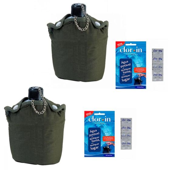 Imagem de Kit 2 Cantis Aluminio 900 Ml + 20 Pastilhas Pastilhas Purificadoras  Nautika 