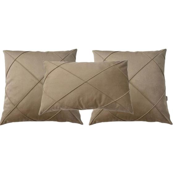 Imagem de Kit 2 Capa Almofada Suede Drapeada 45x45 + 1 Capa Baguete