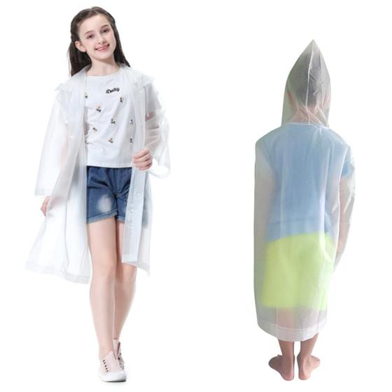 Imagem de Kit 2 Capa Chuva PVC Resistente Com Botão Capuz Infantil 