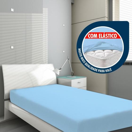 Imagem de Kit 2 Capa De Colchão Solteiro Proteção com Elástico Azul