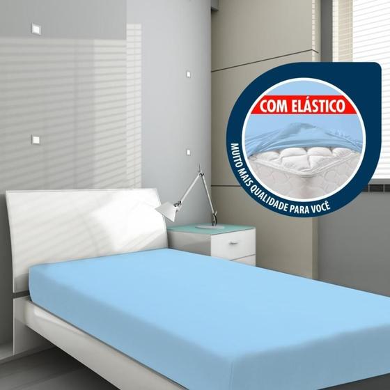 Imagem de Kit 2 Capa De Colchão Solteiro Proteção Com Elástico Azul