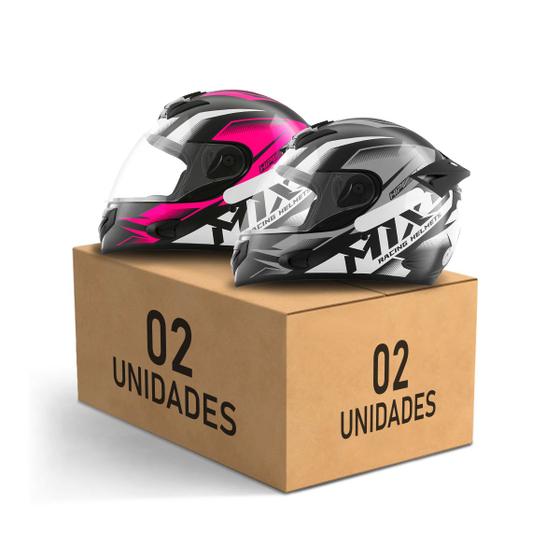 Kit 2 Capacetes Mixs MX2 Storm Fechado Moto Masculino Feminino Menor preço em Kit 2 Capacetes Mixs MX2 Storm Fechado Moto Masculino Feminino