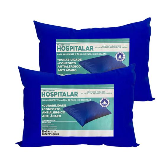 Imagem de Kit 2 Capas 50x70 Impermeável Para Travesseiro Clínico Hospitalar Fronha Protetora Antialérgico