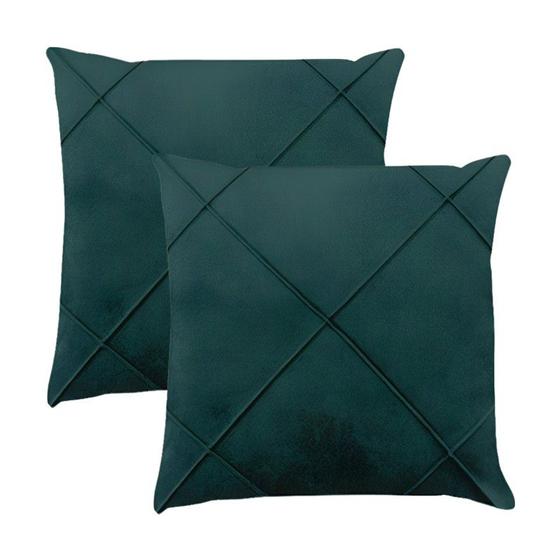 Imagem de Kit 2 Capas para Almofada Drapeada em Veludo Quadrada 43x43 com Enchimento 45x45