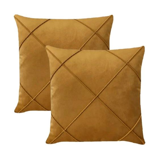 Imagem de Kit 2 Capas para Almofada Drapeada em Veludo Quadrada 43x43 com Enchimento 45x45