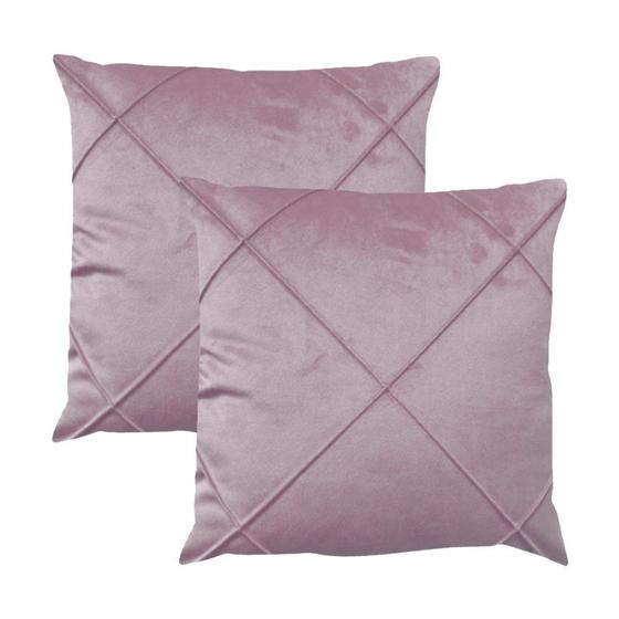 Imagem de Kit 2 Capas para Almofada Drapeada em Veludo Quadrada 43x43 com Enchimento 45x45