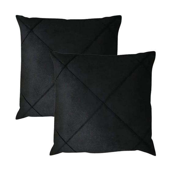 Imagem de Kit 2 Capas para Almofada Drapeada em Veludo Quadrada 43x43 com Enchimento 45x45