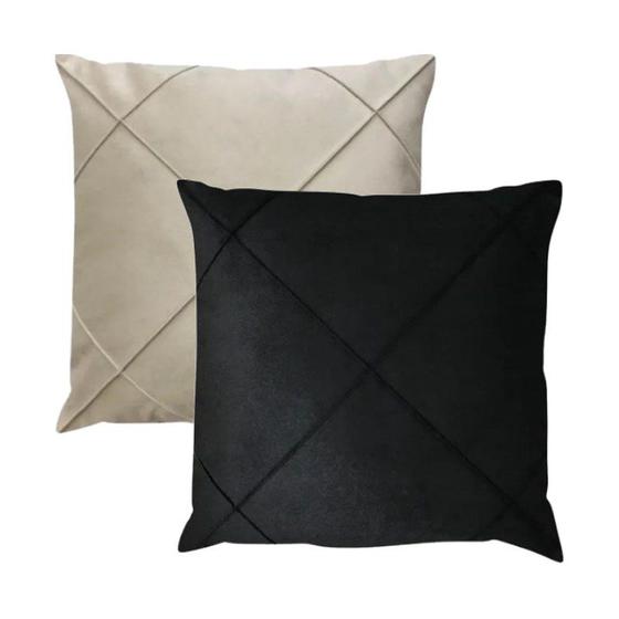 Imagem de Kit 2 Capas para Almofada Drapeada em Veludo Quadrada 43x43 com Enchimento 50x50 Várias Cores