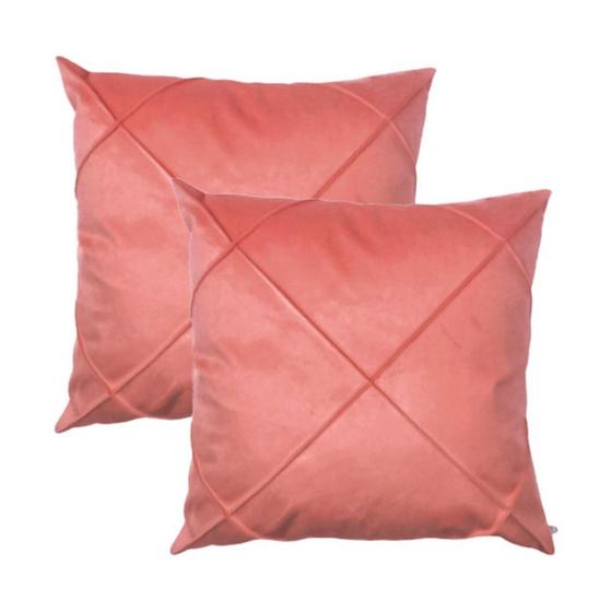 Imagem de Kit 2 Capas para Almofada Drapeada em Veludo Quadrada 50x50 com Enchimento