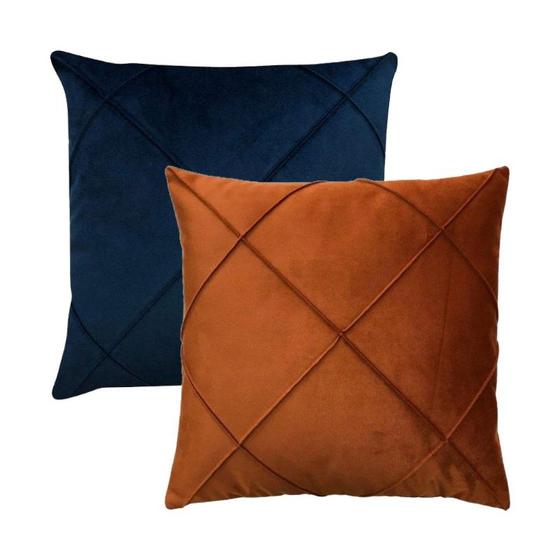 Imagem de Kit 2 Capas para Almofada Drapeada em Veludo Quadrada 50x50 com Enchimento