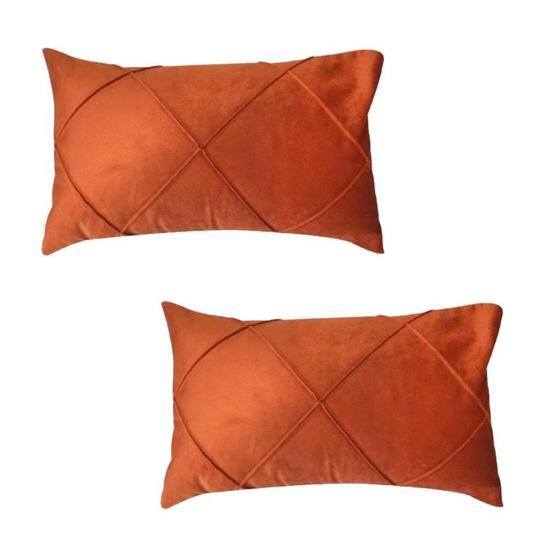 Imagem de Kit 2 Capas para Almofada Drapeada em Veludo Retangular Com Enchimento 50x30