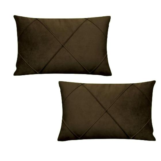 Imagem de Kit 2 Capas para Almofada Drapeada em Veludo Retangular Com Enchimento 50x30