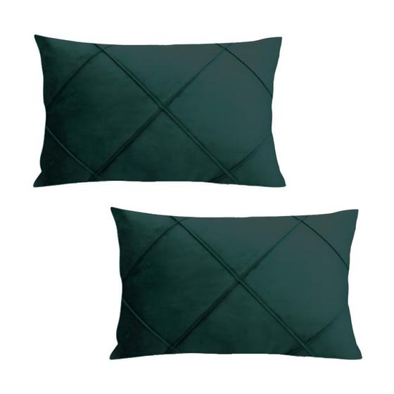 Imagem de Kit 2 Capas para Almofada Drapeada em Veludo Retangular Várias Cores