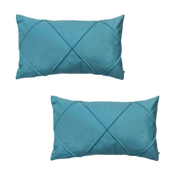 Imagem de Kit 2 Capas para Almofada Drapeada em Veludo Retangular Várias Cores