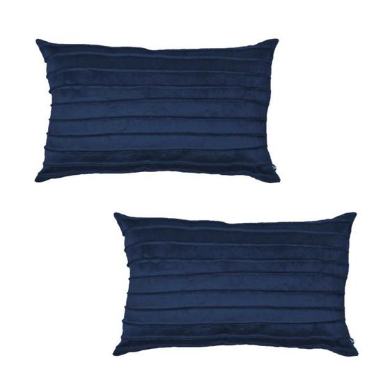 Imagem de Kit 2 Capas para Almofada Drapeada Line em Veludo Retangular 50x30 com Enchimento Várias Cores
