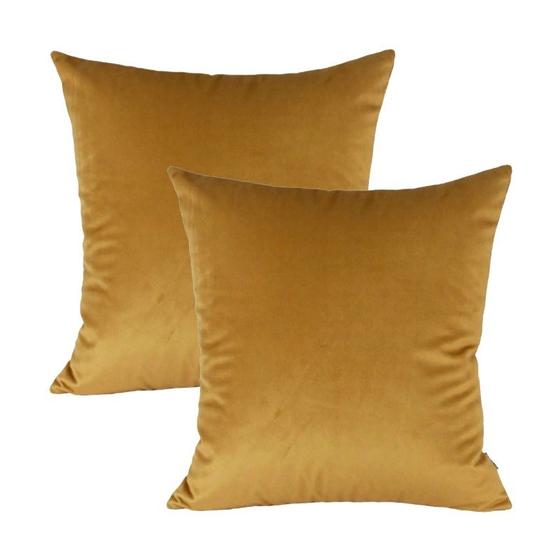Imagem de Kit 2 Capas para Almofada em Veludo Liso Quadrada 43x43 Com Enchimento 45x45 Várias Cores