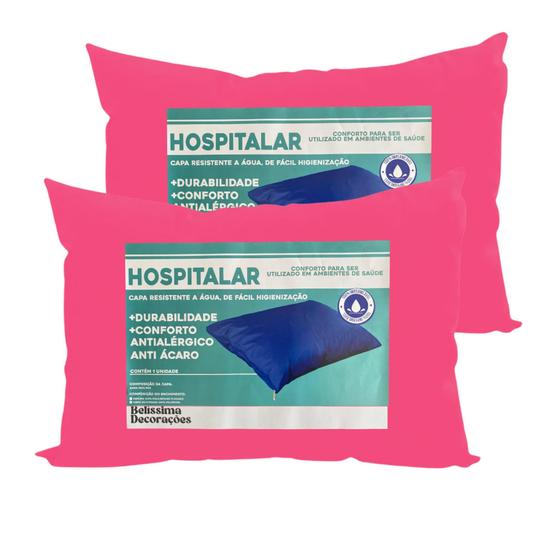 Imagem de Kit 2 Capas Para Travesseiro Clínico Hospitalar 45x65cm Protetora Antialérgica Com Zíper