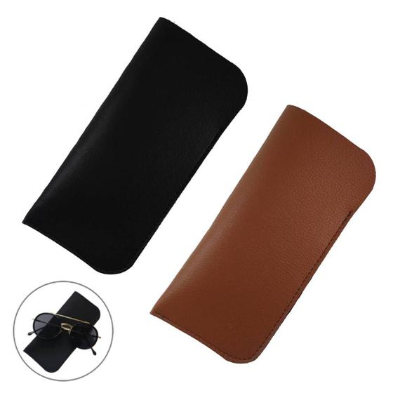 Kit 2 Capinha Estojo para Óculos de Grau Óculos de Sol Em Sintético Ecológico Preto Castor Menor preço em Kit 2 Capinha Estojo para Óculos de Grau Óculos de Sol Em Sintético Ecológico Preto Castor